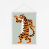 Tenture murale enfant tigre orange et vert d'eau, Made in France