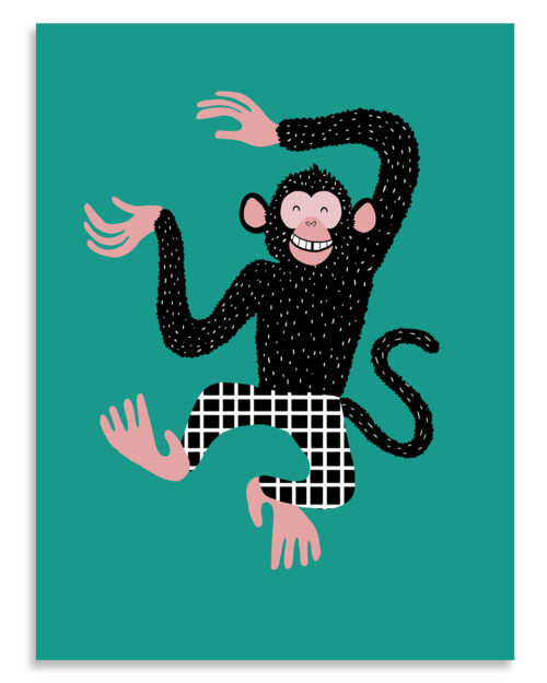 Affiche enfant singe barnabé le chimpanzé, Made in France