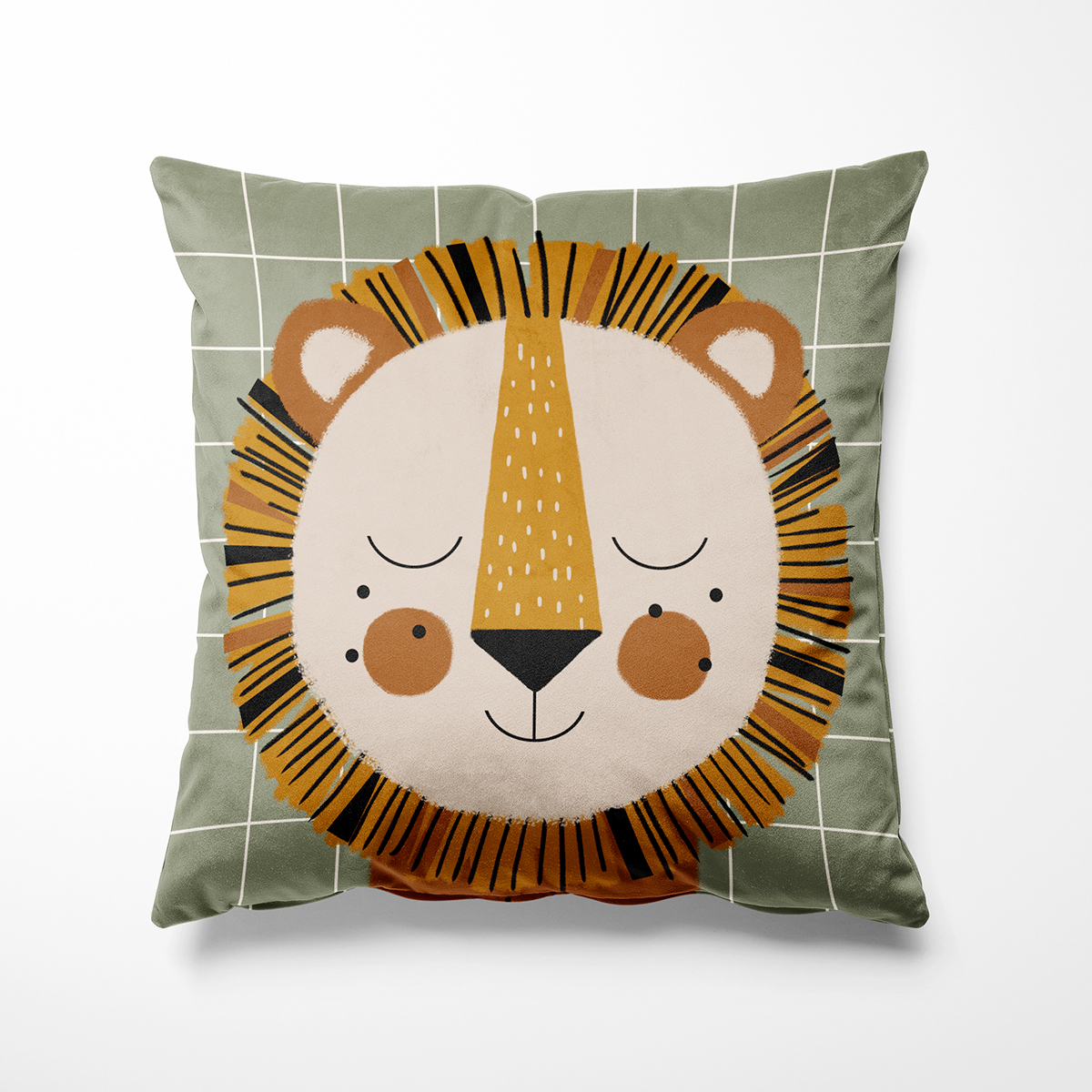 Coussin réversible en velours Léon le Lion