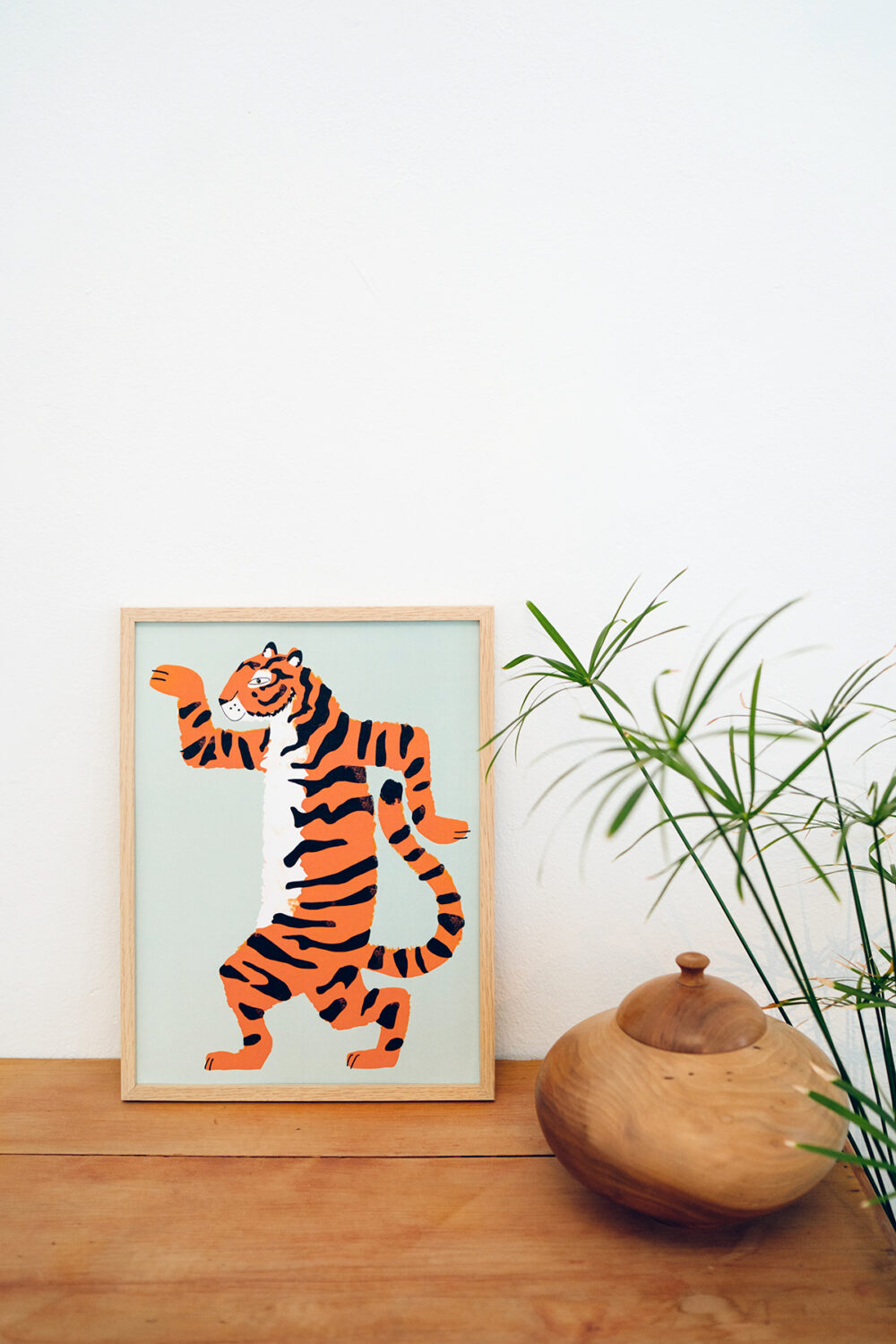 Affiche Aristide le tigre orange et vert d'eau, Made in France