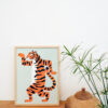 Affiche Aristide le tigre orange et vert d'eau, Made in France