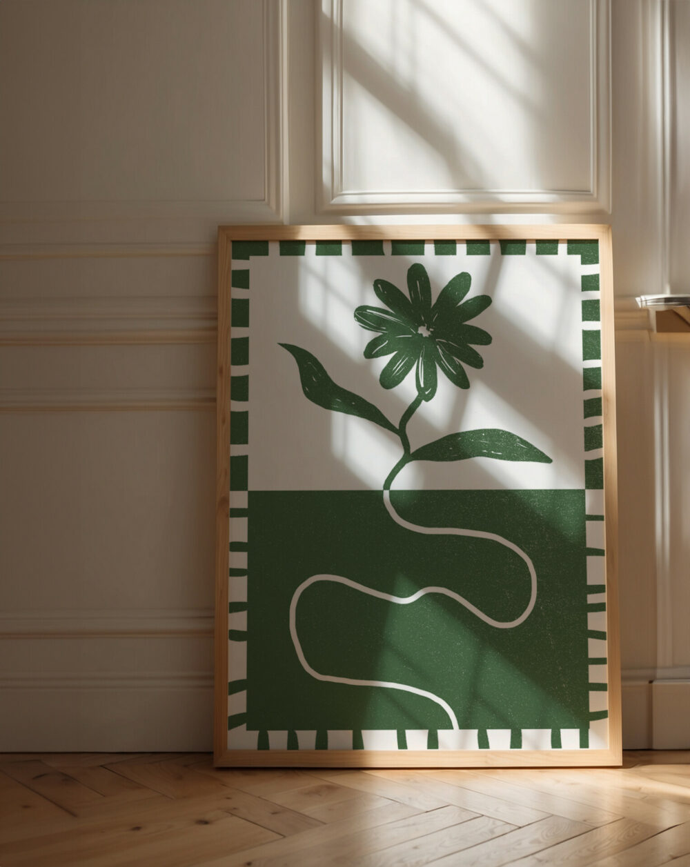 La Fleur - vert anglais - illustration d'art - 50 x 70 -shandor-camille-fosse